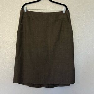 Banana Republic Dark Brown Houndstooth pleated Pencil Skirt